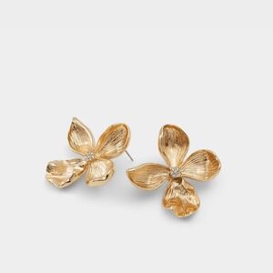 Aldo Gold Petal Floral Stud Earrings Comes W Accessory Pouch